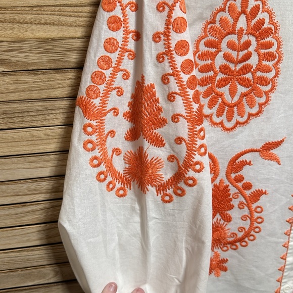 Cato White Blouse with Orange Embroidery Size 22/24 - Picture 3 of 7